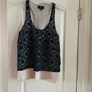 Aqua black lace top Size Small